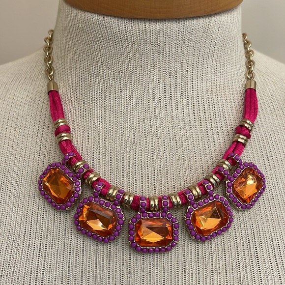 Cookie Lee Fuchsia Punch Colorful Gem Statement Necklace - Picture 11 of 16